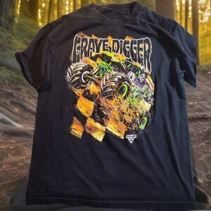 Grave Digger T-Shirt Men's Large Black Monster Jam TEE 1463